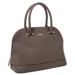 Pre Owned DKNY Taupe Leather Dome Satchel