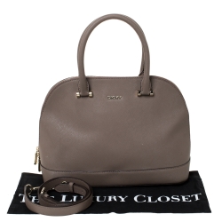 Pre Owned DKNY Taupe Leather Dome Satchel