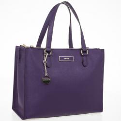 Pre Owned DKNY Purple Hudson Double Zip Tote 