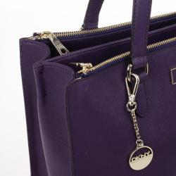 Pre Owned DKNY Purple Hudson Double Zip Tote 