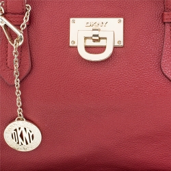 Pre Owned Dkny Red Leather Top Zip Tote