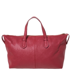 Pre Owned Dkny Red Leather Top Zip Tote