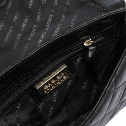 Pre Owned DKNY Black Quilted Leather Flap Chain Shoulder Bag