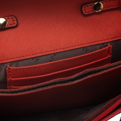 Pre Owned Dkny Orange Leather Flap Shoulder Bag