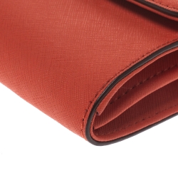 Pre Owned Dkny Orange Leather Flap Shoulder Bag