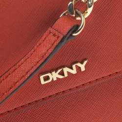 Pre Owned Dkny Orange Leather Flap Shoulder Bag