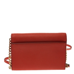 Pre Owned Dkny Orange Leather Flap Shoulder Bag