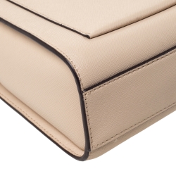 Pre Owned DKNY Beige Leather Front Pocket Shoulder Bag