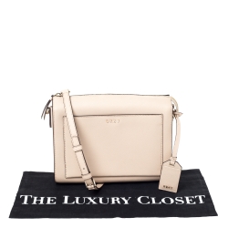 Pre Owned DKNY Beige Leather Front Pocket Shoulder Bag