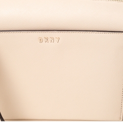 Pre Owned DKNY Beige Leather Front Pocket Shoulder Bag