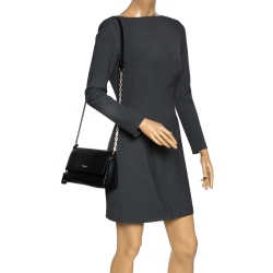 Pre Owned Dkny Black Leather Chain Shoulder Bag