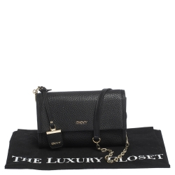 Pre Owned Dkny Black Leather Chain Shoulder Bag