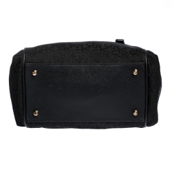 Pre Owned Dkny Black Canvas and Leather Side Pocket Satchel