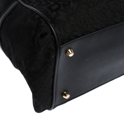 Pre Owned Dkny Black Canvas and Leather Side Pocket Satchel