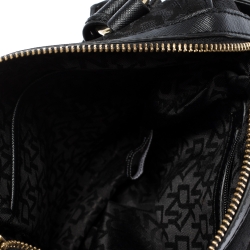 Pre Owned Dkny Black Canvas and Leather Side Pocket Satchel