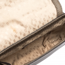 Pre Owned DKNY Taupe Leather Flap Crossbody Bag