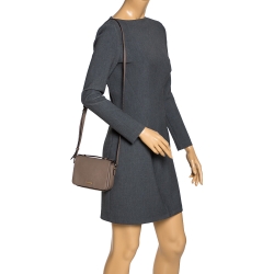 Pre Owned DKNY Taupe Leather Flap Crossbody Bag