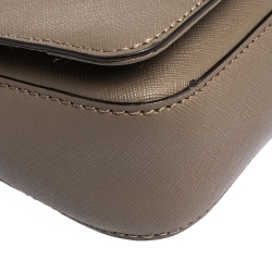 Pre Owned DKNY Taupe Leather Flap Crossbody Bag