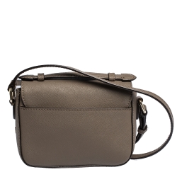 Pre Owned DKNY Taupe Leather Flap Crossbody Bag