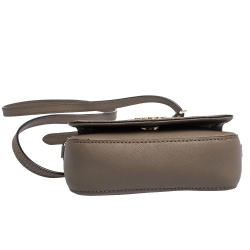 Pre Owned DKNY Taupe Leather Flap Crossbody Bag
