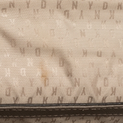 Pre Owned DKNY Taupe Leather Flap Crossbody Bag