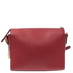 Pre Owned Dkny Red Leather Ava Zip Crossbody Bag