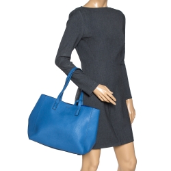 Pre Owned DKNY Blue Leather Shopper Tote