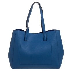 Pre Owned DKNY Blue Leather Shopper Tote