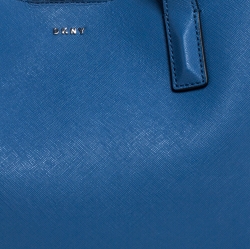 Pre Owned DKNY Blue Leather Shopper Tote