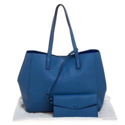 Pre Owned DKNY Blue Leather Shopper Tote