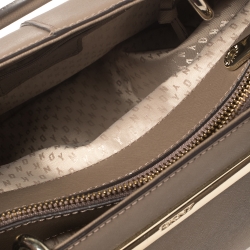 Pre Owned Dkny Dark Beige Leather Bryant Park Satchel