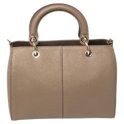 Pre Owned Dkny Dark Beige Leather Bryant Park Satchel