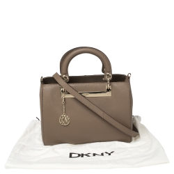 Pre Owned Dkny Dark Beige Leather Bryant Park Satchel