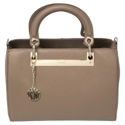 Pre Owned Dkny Dark Beige Leather Bryant Park Satchel
