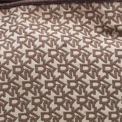 Pre Owned DKNY Brown/Beige Signature Canvas and Leather Studded Shoulder Bag