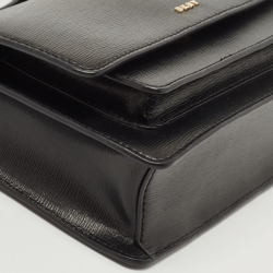 Pre Owned DKNY Black Leather Bryant Park Flap Crossbody Bag