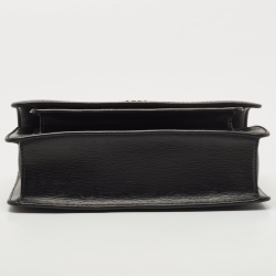 Pre Owned DKNY Black Leather Bryant Park Flap Crossbody Bag