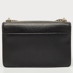 Pre Owned DKNY Black Leather Bryant Park Flap Crossbody Bag