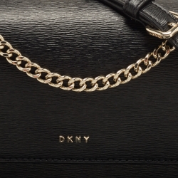 Pre Owned DKNY Black Leather Bryant Park Flap Crossbody Bag