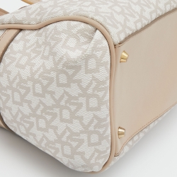 Pre Owned Dkny Beige/Ivory Signature Coated Canvas and Leather Satchel