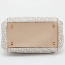 Pre Owned Dkny Beige/Ivory Signature Coated Canvas and Leather Satchel