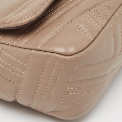 Pre Owned DKNY Beige Quilted Leather Allen Flap Shoulder Bag