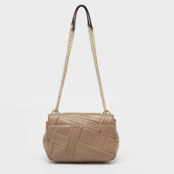 Pre Owned DKNY Beige Quilted Leather Allen Flap Shoulder Bag