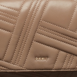 Pre Owned DKNY Beige Quilted Leather Allen Flap Shoulder Bag