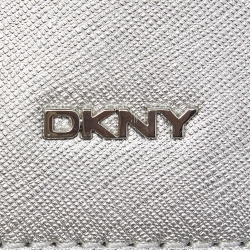 Pre Owned DKNY Silver Leather Bryant Flap Crossbody Bag