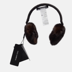 Pre Owned Dolce & Gabbana Brown Mink Fur and Crystals Earmuffs