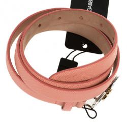 Pre Owned Dolce and Gabbana Coral Leather Logo Belt 85 CM