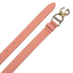 Pre Owned Dolce and Gabbana Coral Leather Logo Belt 85 CM