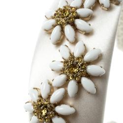 Dolce and Gabbana Daisy Flower Embellished White Satin Headband