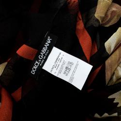 مملوكة مسبقًا Dolce and Gabbana Black Pasta Printed Silk Scarf 
